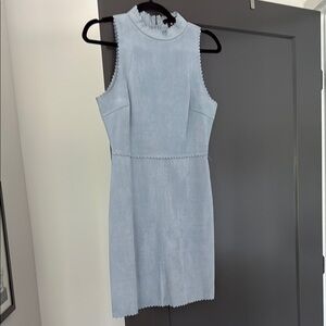 Aqua Blue Sleeveless Mock Neck Sheath Mini Dress